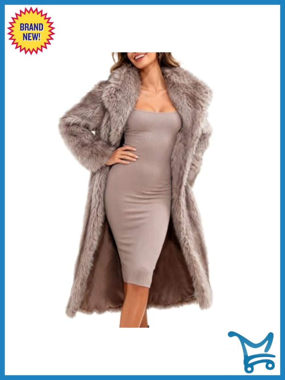 Women's Faux Fur Coat Long Open Front Winter Lapel